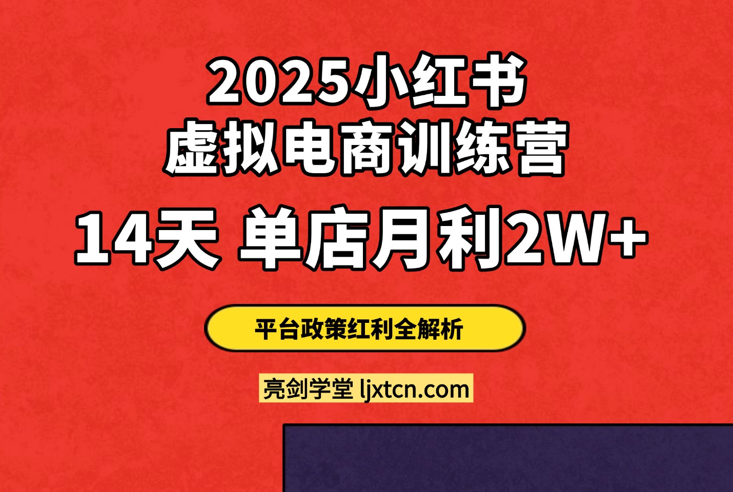 2025小红书虚拟电商训练营：14天单店月利2W+，平台政策红利全解析​-亮剑学堂