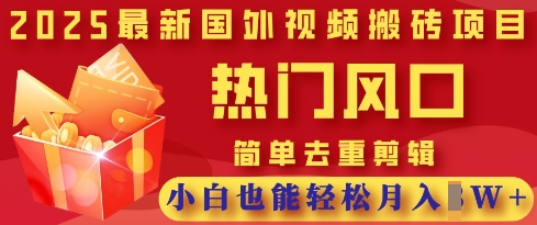 2025最新视频搬砖项目，热门风口，简单去重剪辑，小白也能轻松月入过W-亮剑学堂